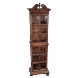 Bubble Glass Display Cabinet | Curio display cabinet with broken pediment top, three adjustable glas