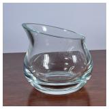 Unique Vase | Heavy glass vase or bowl. Slanted top. - h. 6 x dia. 5.5 in