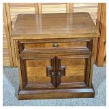 Wood Side Table | End table / side cabinet, having a full width drawer over double cabinet doors. - 
