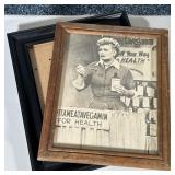 (2pc) Vintage I Love Lucy Print & Frame | Iconic I Love Lucy "Vitameatavegamin" episode print in woo