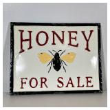 PAINTED METAL HONEY SIGN | “Honey For Sale” painted metal sign. - h. 14.25 x w. 18.25 in
