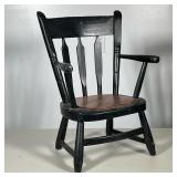 Spindle Carved Windsor Child’s Chair | Black painted spindle carved child