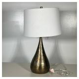 BRASS TEARDROP LAMP | Brass teardrop table lamp with punched holes. - h. 29 x dia. 9 in (w/o shade)