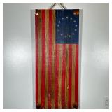 Americana Wall Art | Colonial American flag painted on board. - h. 36 x w. 16 in