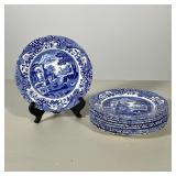 (9pc) SPODE ITALIAN PORCELAIN SALAD PLATES | Set of 9 blue & white Italian porcelain salad plates by