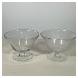 (2pc) PAIR PEDESTAL BOWS | Pair of glass pedestal bowls. Dimensions: h. 6 x dia. 8 in