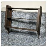 ANTIQUE CARVED WOOD Wall Shelf | 3-Tiered carved wood antique wall shelf. Dimensions: h. 35 x w. 39 