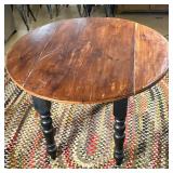 FARMHOUSE DROP LEAF TABLE | Circular wooden farmhouse drop leaf table with spindle carved legs, - h.
