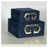 (2pc) NWT TAHARI FELT BOXES | Set of 2 new with tags Tahari navy felt-lined boxes. - h. 4.26 x w. 8.
