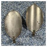(2pc) PAIR CANDLE WALL SCONCES | Pair of curved oval tin candlestick wall sconces. Dimensions: h. 17