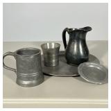 (29pc) MIXED Pewter Dishes | Including; 11 mixed plates, 8 bowls, 2 mini plates/ashtrays, 3 mugs, 1 
