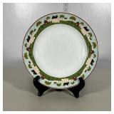 (12pc) WARREN KIMBLE DECORATED DINNER PLATES | Dinner plates with farm homes around rim with red tri