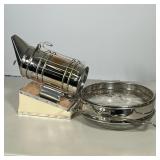 (3pc) Bee Keeping Equipment | Including: Bee hive smoker, bee suit size xxl and honey strainer. Dime