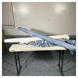 (3pc) MISC. BOLTS OF FABRIC | 3 bolts of fabric, linen and cotton. Shades of blue and white. Dimensi
