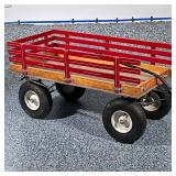EXPRESS WAGONS RED FARM WAGON | Red farm wagon with removable sides, brake, large wheels and pull. M