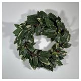 Faux Grapevine Wreath | Grapevine wreath decorated with plastic leaves and berries. Dimensions: d. 3