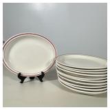 (11pc) Homer Laughlin Oval Diner Plates | Oval with red trim plates by Homer Laughlin. Dimensions: w