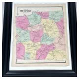 VINTAGE MAP OF BEDFORD NY | Town of Bedford vintage map in black frame. Dimensions: h. 24 x w. 20 in