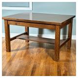 Mission Style Writing desk | Arts and Crafts figured oak desk or library table of robust constructio