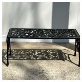 ALUMINUM OUTDOOR ROSE LOW TABLE | Black coated cast aluminum, with rose pattern Dimensions: h. 16 x 