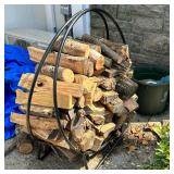 Hoop Style Metal Log Holder | Includes cover Dimensions: h. 44 x w. 44 in (approx.)