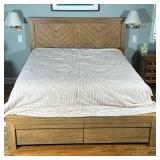 Playa Platform Storage Bed Frame | Playa Queen platform storage bed having two drawers at the food o