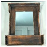 Vintage Wood Mirror | Vintage carved wood mirror with small caddy on bottom. Dimensions: h. 19 x w. 