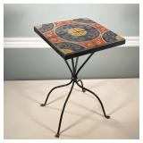 Tile Top Side Table | Four colorful tiles on a metal frame Dimensions: h. 19.25 x w. 12.25 x d. 12.2