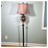 Bronze Floor Lamp | Bronze metal lamp with globe. Shade included. Dimensions: h. 63 x w. 17 x dia. 1