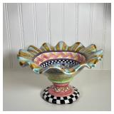 MacKenzie-Childs Odd Fellows Compote | Taylor Fluted Rim & footed compote. Dimensions: h. 7 x dia. 1