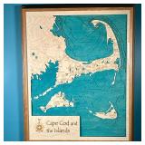 LAKE ART 3D CAPE COD & THE ISLANDS MAP | 3D Wood carving topographical map of Cape Cod and islands, 
