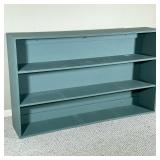 Painted Wood Bookcase | Teal painted wooden bookcase with two shelves. Dimensions: h. 36 x l. 60 x d