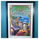 Lantern Press Hawaiian Print | Black framed Lahaina Maui-Hawaii print. Dimensions: h. 43.5 x w. 32 i