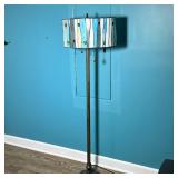 Stained Glass Style Floor Lamp | Faux glass shade with cabochon beads over decorative column base. D