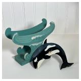 Spinning Whale Novelty | Orca whale spinning / rolling wood novelty. Dimensions: h. 8 x w. 5 x l. 9.
