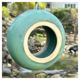 CERAMIC BIRD FEEDER | Ceramic circular bird feeder Dimensions: w. 3 x dia. 6.75 in.