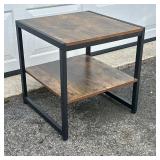 WOOD SIDE TABLE | Small wood side table with 2 open wood shelves. Dimensions: h. 20.5 x w. 20 x l. 2
