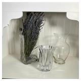 (3pc) Orrefors Crystal & Other Vases | Including: Orrefors cut crystal vase, square glass vase, and 