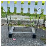 Metal Log Holder | Metal tapered square form log stand Dimensions: h. 14.5 x w. 19.5 x d. 12.25 in.