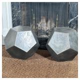 (2pc) PAIR DODECAGON SIDE TABLES | Pair of wood with thin metal cover dodecagon side tables - h. 20 