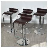 (4pc) LA PALMA STYLE LEATHER & CHROME STOOLS | h. 33 x w. 14 x d. 16 in.