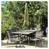 (10pc) CRATE & BARREL PATIO DINING SET | Including six armchairs two spring armchairs, a table and u