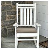 COMPOSITION OUTDOOR ROCKER | White composition outdoor rocking chair - h. 42 x w. 26.5 x d. 34 in.