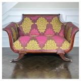 AMERICAN EMPIRE STYLE CARVED WOOD SETTEE | Circa mid-19th century (c. 1840 - 1860), Carved hardwood 
