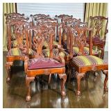(12pc) CARVED DINING CHAIRS | Including 2 arm chairs & 10 side chairs - h. 40 x w. 24.5 x d. 20 in.