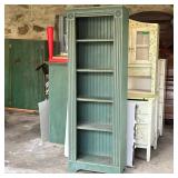 GREEN WOODEN BOOKSHELF | h. 72 x w. 24 x l. 12 in.
