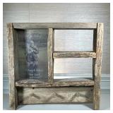 ANTIQUE WOOD COAT SHELF | Wall shelf with coat hooks - h. 24 x w. 25.5 x d. 5 in.