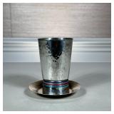SILVER KIDDUSH CUP | Includes plate - h. 4.5 in.