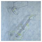 MUSICIAN WIRE ART | Hanging wire artwork of guitar with hands and face - h. 29 x w. 25 x d. 4 in.