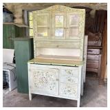 STENCIL DECORATED HUTCH | h. 71 x w. 40 x l. 25 in.